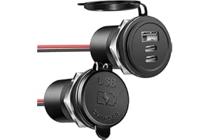 Obeaming 72W 3 Port 12V USB Outlet, Dual PD3.0 Type-C & QC3.0 Aluminum Car Charger, Multi Port USB Power Socket Cigarette Lighter Replacement for RV Camper Truck Boat Golf Cart (2Pcs)