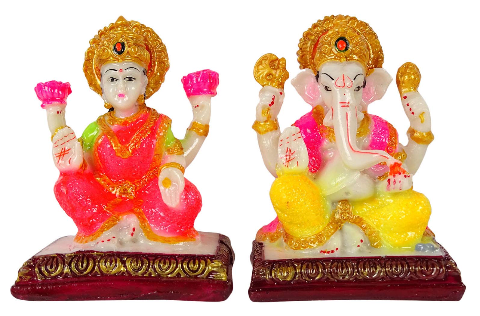 IBA Indianbeautifulart 11 Cm Lord Lakshmi & GaneshaPolyesterMarble Statue Sculpted In Great Detail Idol For Car Dashboard Home Decor Gift