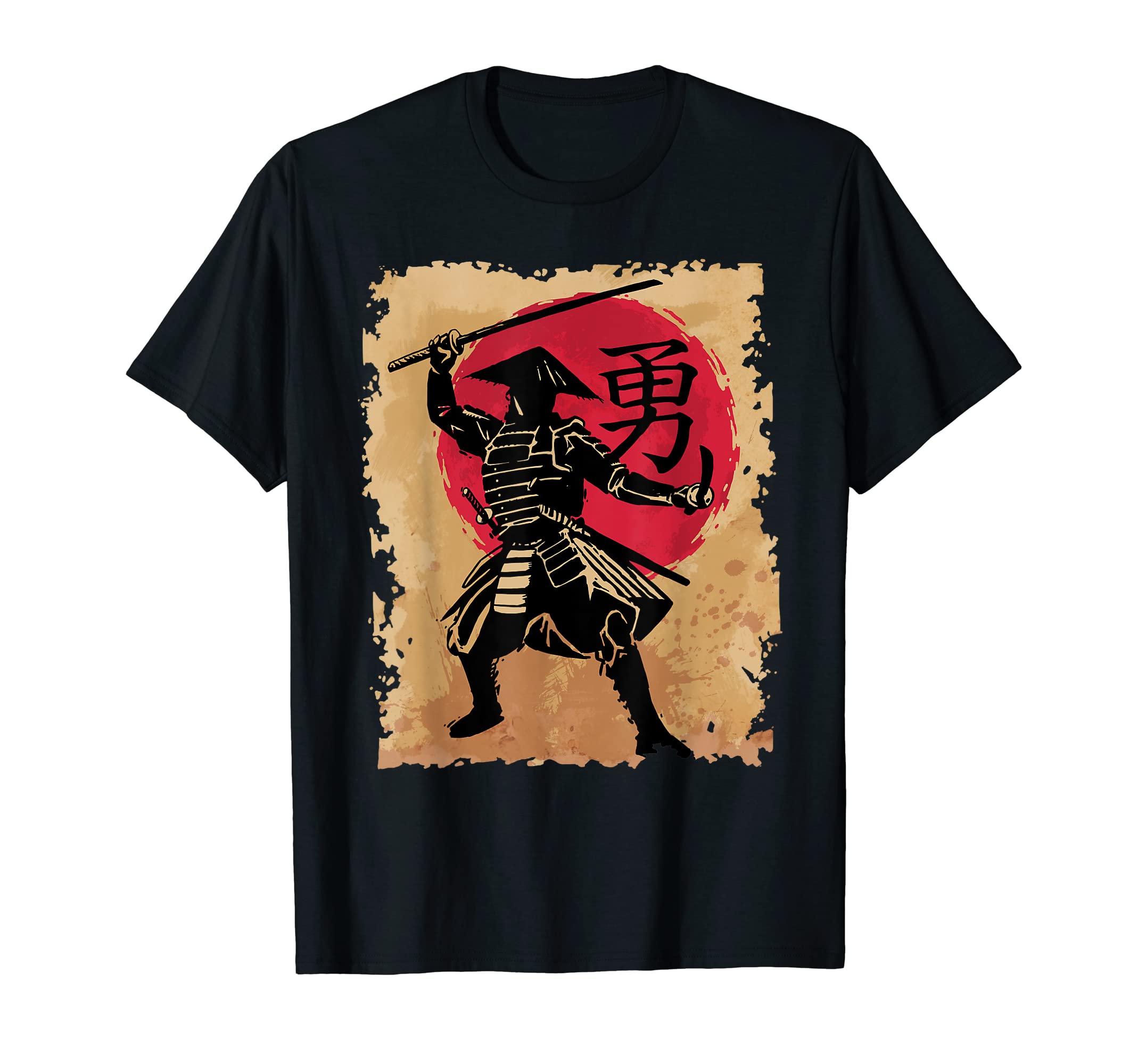 Japanese Samurai Papyrus Sun Japan Calligraphy Warrior T-Shirt