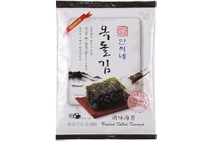 NUGU 돌김, Premium Korean Roasted Seaweed Sheets, Snack and Light Salted, Big Sheets, Gim Nori Snack, Pack of 10