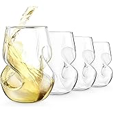 Final Touch Conundrum White Wine Glasses - Set of 4 Stemless Handcrafted Glasses - 9 oz Capacity - Sleek Curves for Comfortable Tasting - Dishwasher Safe (GG5008)
