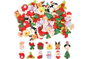 Resin Christmas Ornaments - 50 Pcs Miniature Kits, Flatback Embellishments, Cute Cartoon Xmas Decor for DIY Crafts & Scrapboo