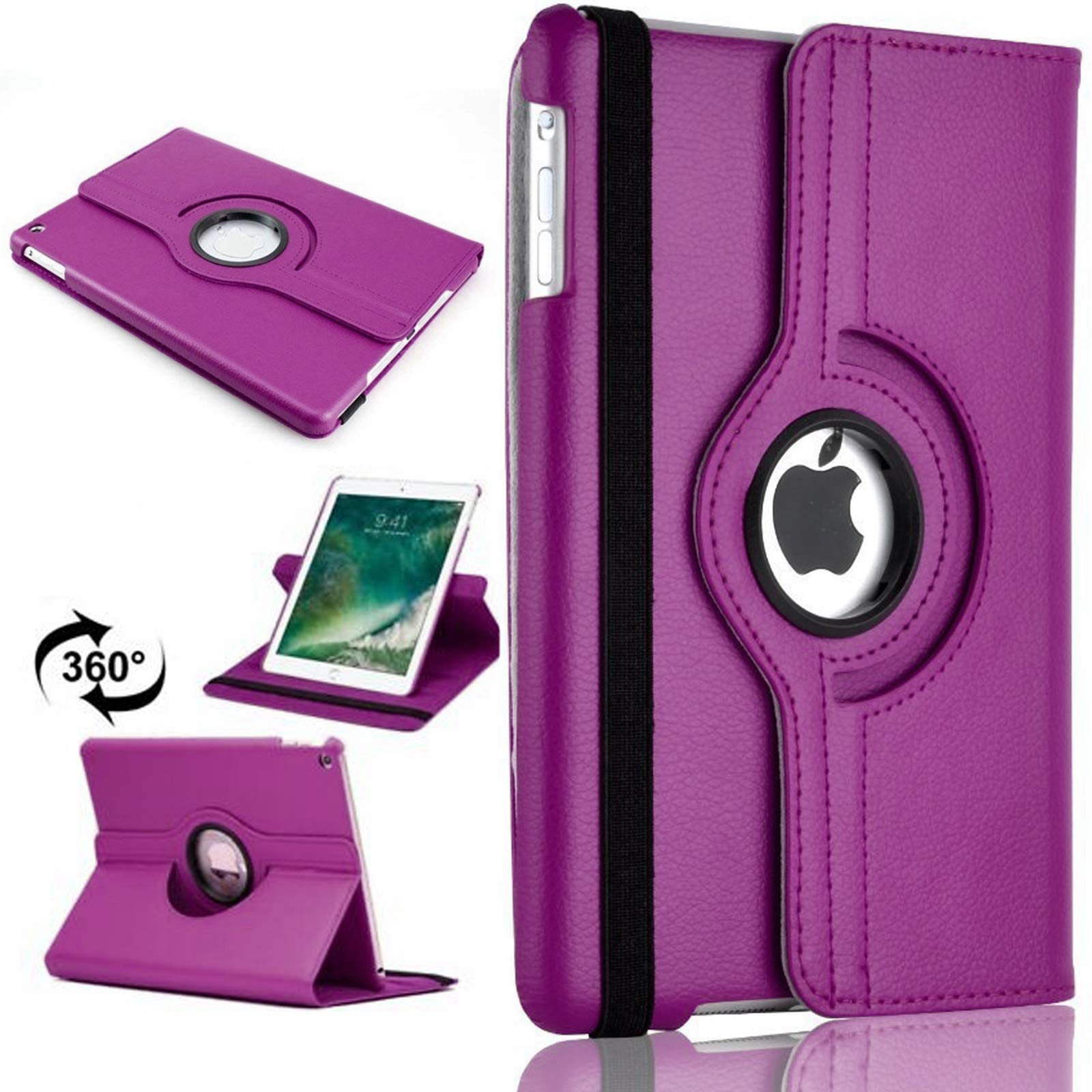 360 Rotating Case for iPad Pro 10.5 (2017), Air 3 (2019) PU Leather Stand Cover with Auto Sleep Function For iPad Pro 10.5/Air 3 (Purple)