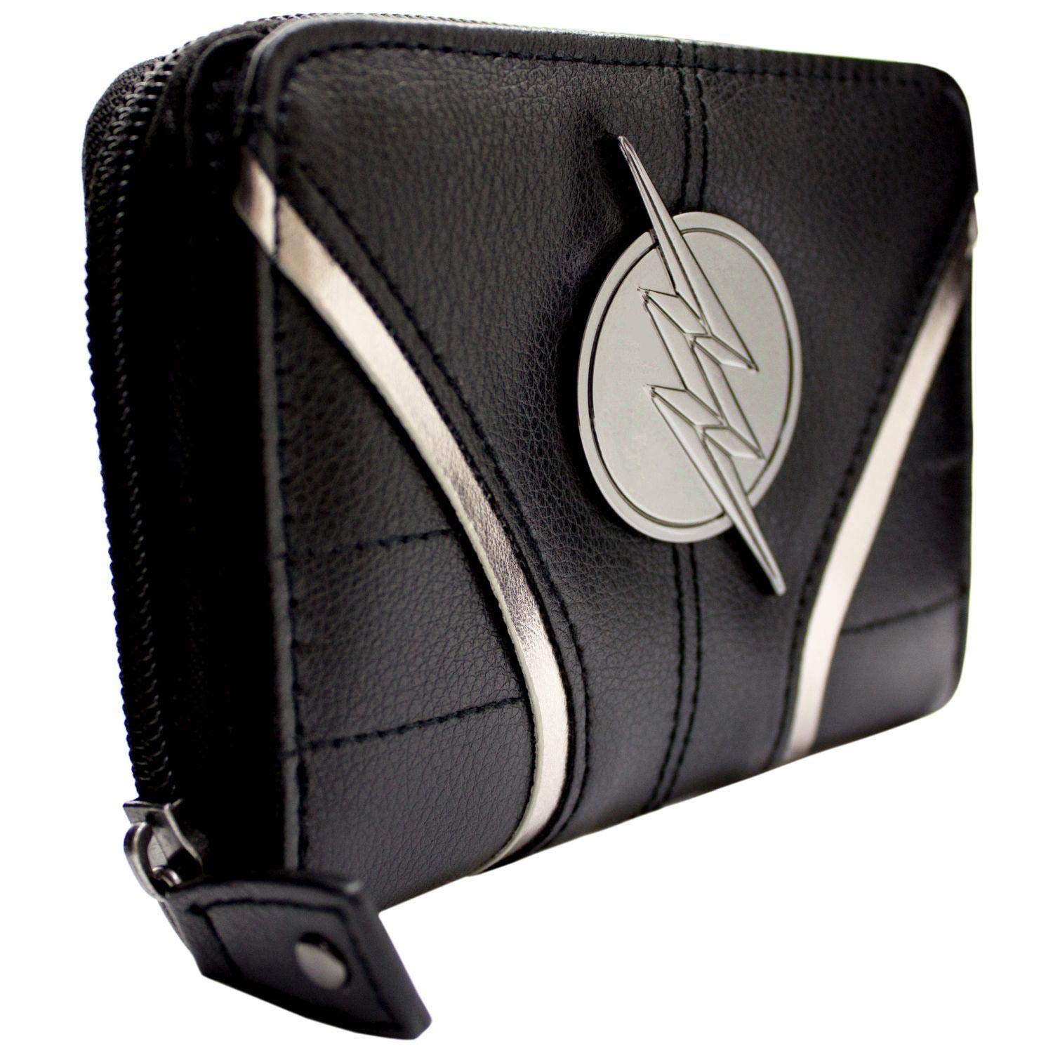 DC The Flash Zoom Suit Up Metal Badge Emblem Purse Clutch Coin Pocket & Card Holder, Black