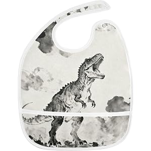 NXSOCBO Waterproof Baby Bib with Food Catcher Pocket & 3 Adjustable Snaps,Toddler Bibs for 6-24 Months Unisex