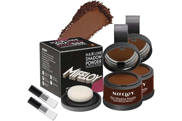 MIFELOY 2 Pack Instantly Shadow Powder for Thinning Grey Hairline, Root Touch Up Powder, Cover Up Hair Color for Grays, Root