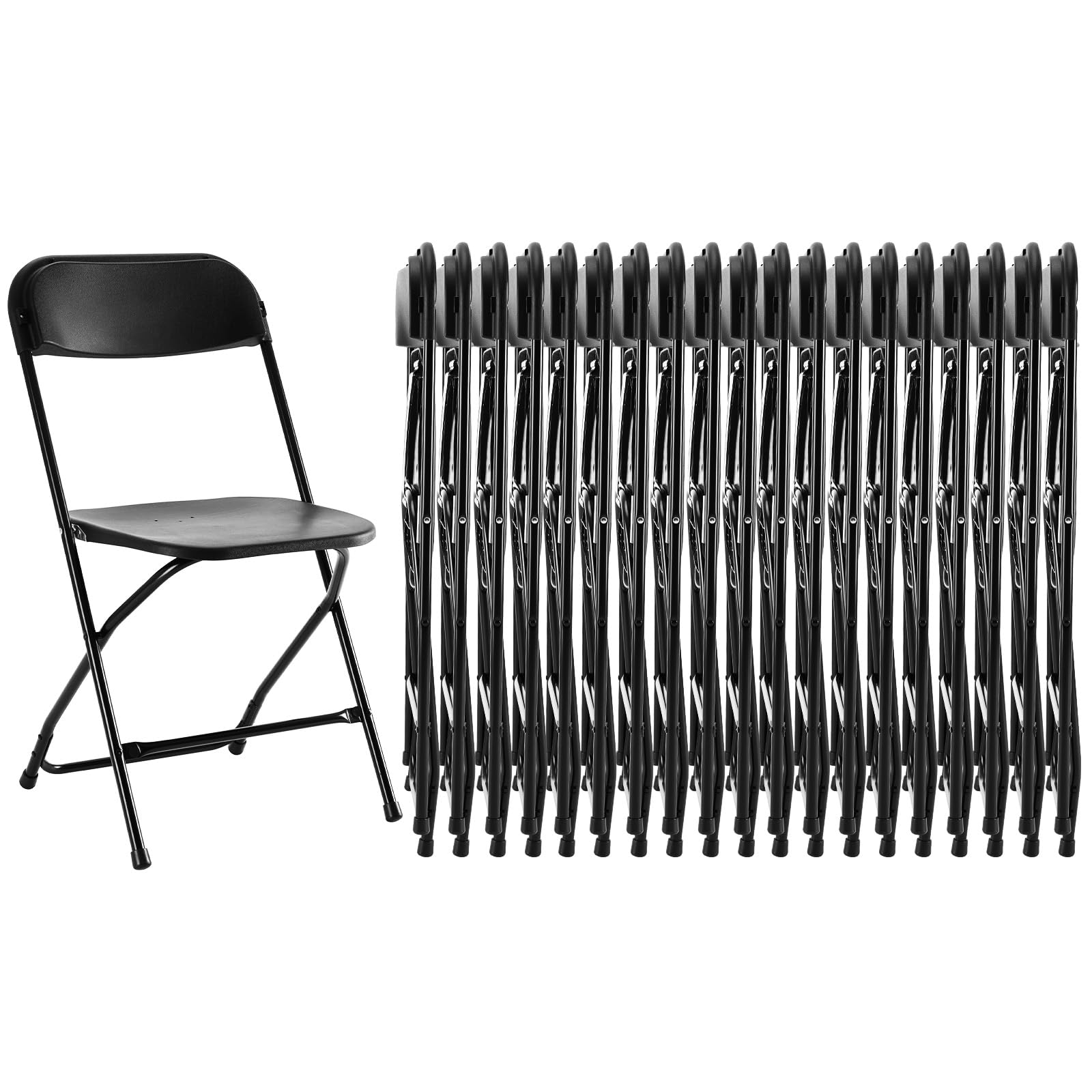 Photo 1 of Sweetcrispy Folding Chair 20 Pack, Plastic Foldable Chairs with 330-Pound Capacity, Sturdy Metal Portable Chair, Easy to Use and Store, Outdoor and Indoor, for Home, Office, Party, Comfy, Black