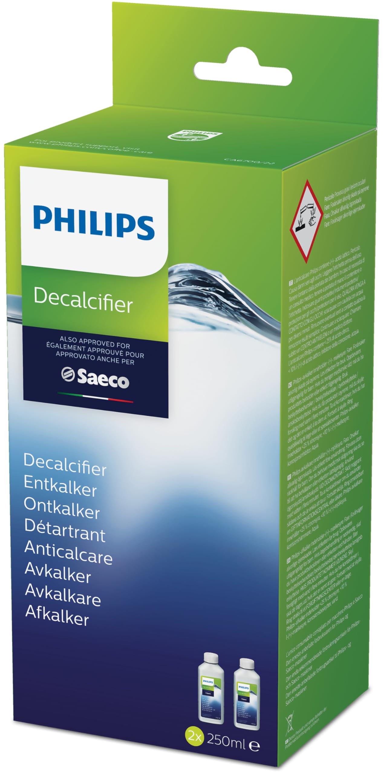 Détartrant spécial machine espresso - PHILIPS - CA6700/22 - Lot de 2 bouteilles de 250 ml