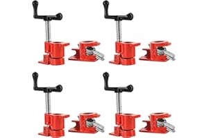 FLK Tech 4 Pack 3/4” Wood Gluing Pipe Clamp Set, Heavy Duty Pipe Clamps, Cast Iron Wood Clamps Quick Release for Woodworking, Carpentry, Home Improvement, and DIY Projects