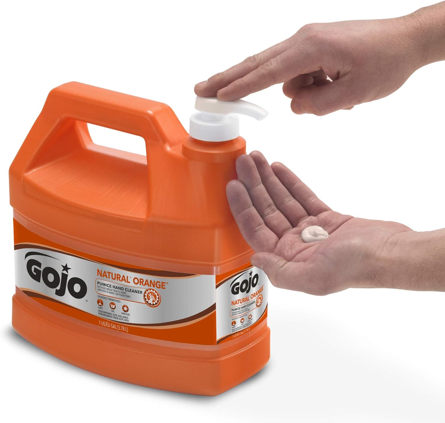 GOJO NATURAL ORANGE Pumice Industrial Hand Cleaner, 1 Gallon Quick Acting Lotion Hand Cleaner with Pumice Pump Bottle – 0955-04: Hand Washes: Garden & Outdoor
