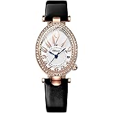 FANMIS Women's Vintage Oval Watches Classic Ladies Analog Quartz Watches Ultra-Thin Luxury Diamond Watch Ladies Bangle Bracelet Wrist Watch Female Dress Watch with Leather Strap