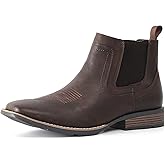 IXU Cowboy Boots For Men Square Toe Ankle Boots Western Chelsea Boot Casual Dress Slip On Men Shoes