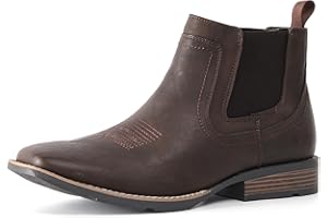 IXU Cowboy Boots For Men Square Toe Ankle Boots Western Chelsea Boot Casual Dress Slip On Men Shoes