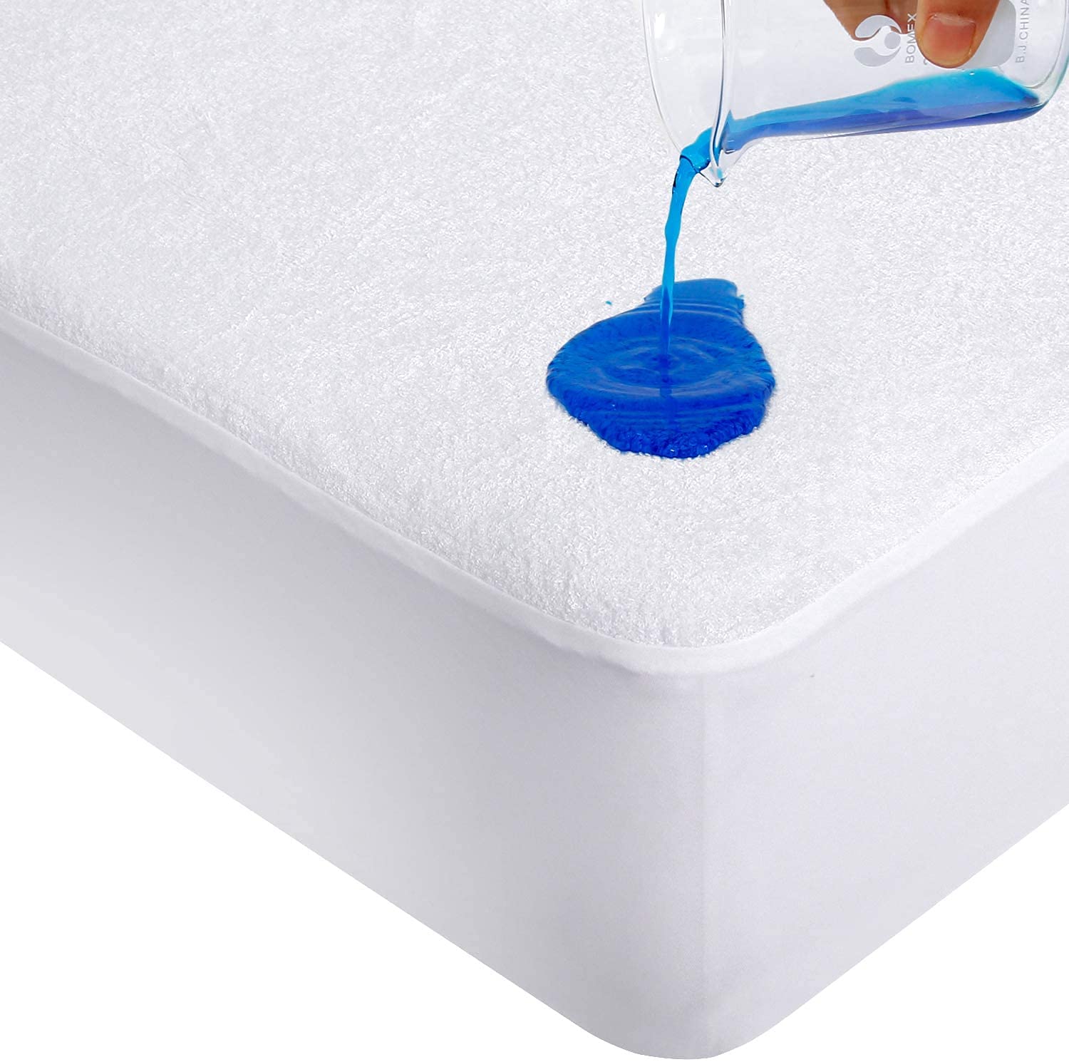 British Home Bedding - 100% Waterproof Anti Allergy Terry Towel Mattress Protector Cotton Fitted Sheet (King)