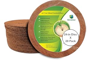 Envelor Coco Coir Fiber Tree Rings - Plant Cover for Weed Control & Root Protection - Easily Slips Around Plants - 100% Natural, Organic Liner Mulch Mat - 24" Discs, 20 Pack