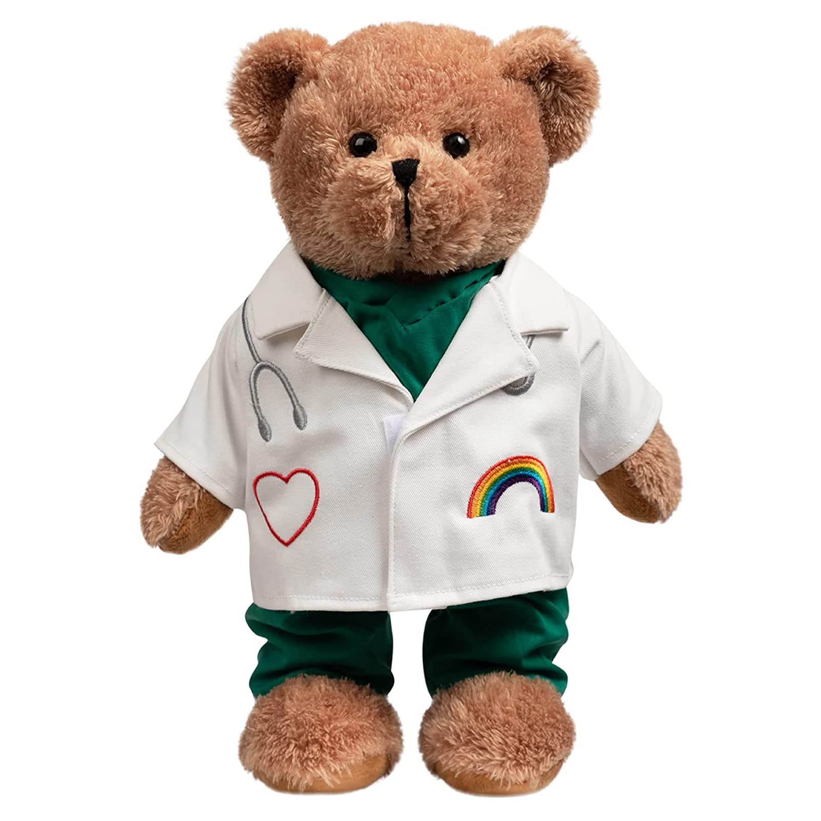 Photo 1 of HollyHOME Doctor Bear Stuffed Animal Plush Teddy Bear in Scrubs and White Coat Gifts for Doctors Students and Kids 16 inches,Chocolate Brown