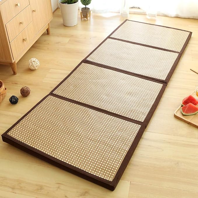Japanese Traditional Futon Mattress Rattan Tatami Mat Folds Easily Firm
