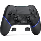 Wireless Controller for PS4 with Hall Effect Joystick 2 Macro Buttons Black | Vibration Feedback, Motion Sensor, 1000 mAh Battery, Touchpad, 3.5mm Headphone Jack
