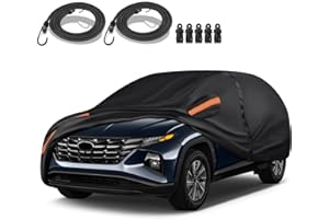 QUYDDC Special 16 Layers Full Car Cover Fit for 2010-2024 Hyun-dai Tucson, Ultra Heavy 600D Oxford Cloth, All-Weather Protection Summer Sun Exposure and Winter Snow Rain Dust UV Black
