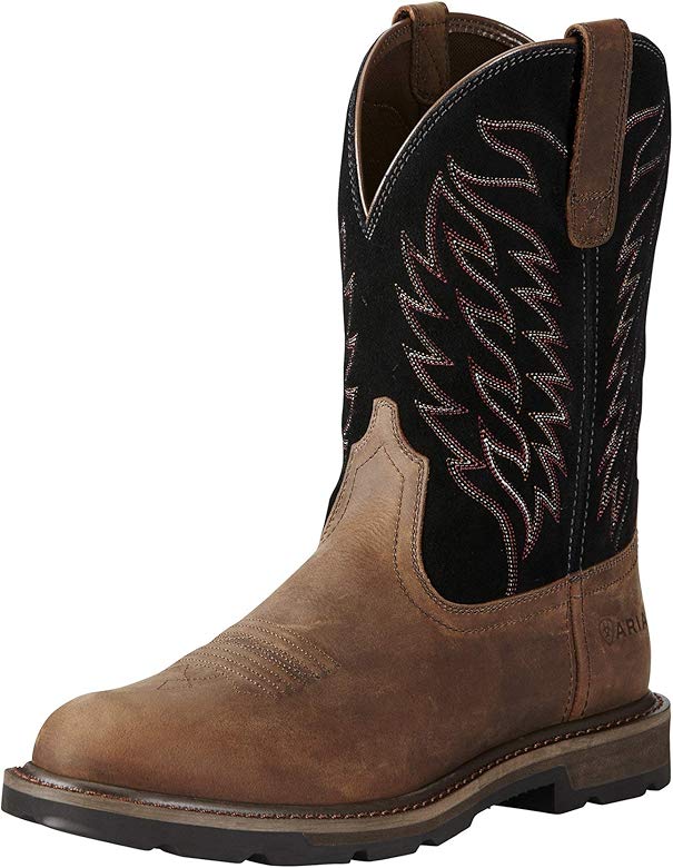 black pull on work boots