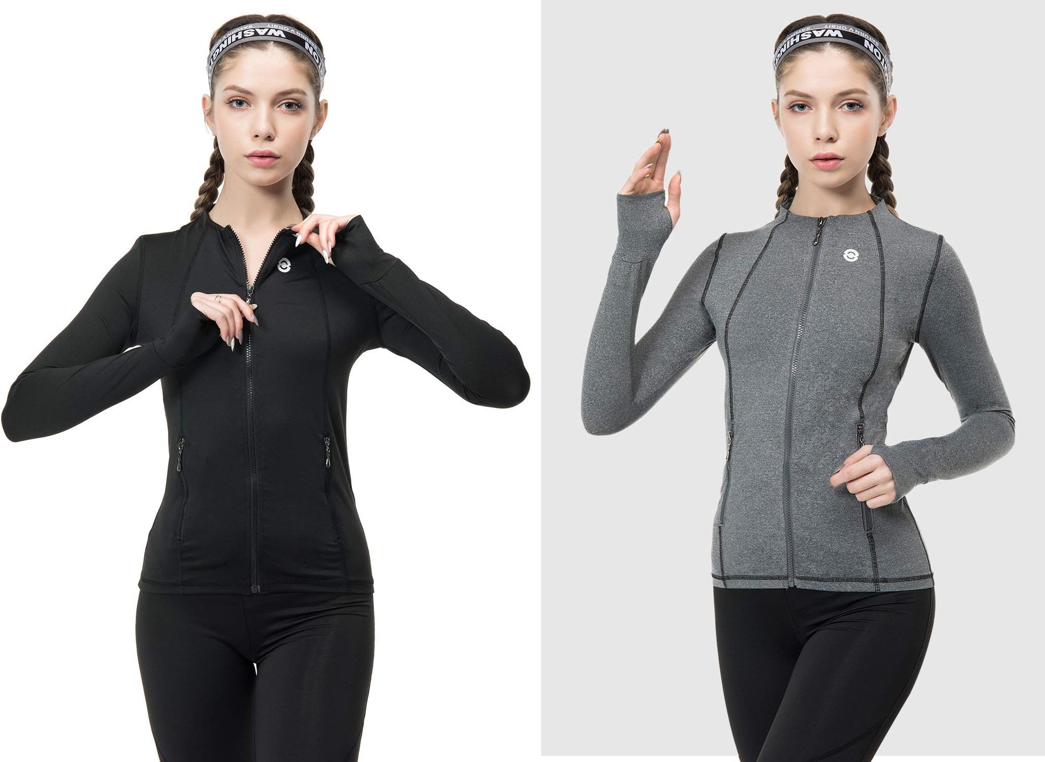 Speverdr Women's Workout Track Jackets Slim Fit Lightweight Full-Zip Running Yoga Activewear