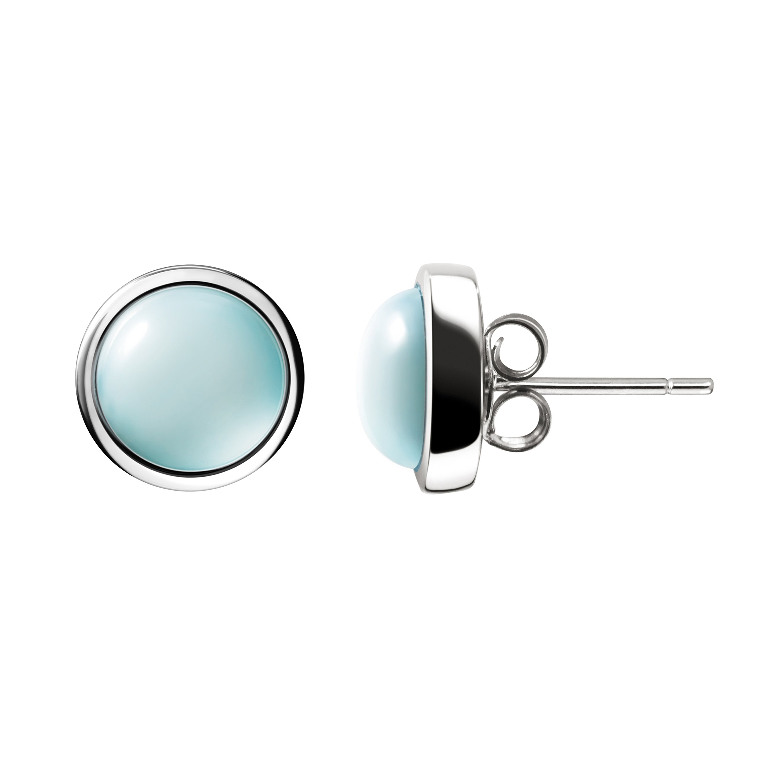 Franki Baker Natural Turquoise Larimar Gemstone & Sterling Silver Stud Earrings 6mm