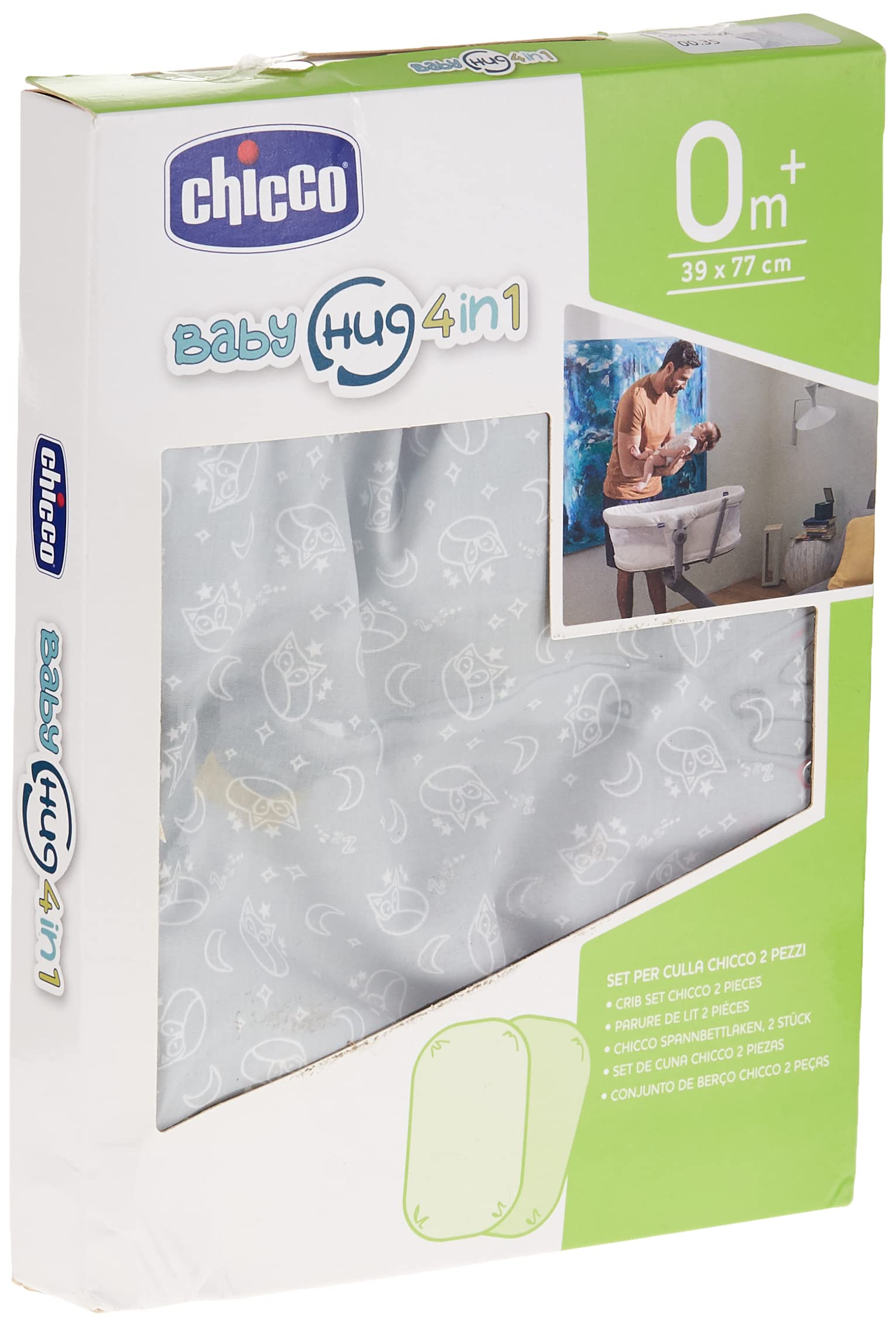 chicco Baby Hug Set of 2 Grey Fox Fitted Sheets