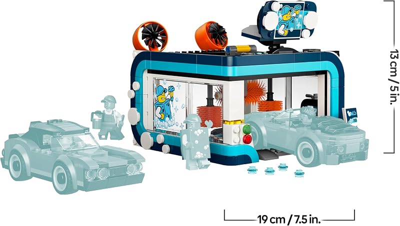 City Waschstraße Spielzeug - inkl. 2 Modellautos, Waschfunktion und 4 Minifiguren mit Zubehör - Geburtstagsgeschenk für Jungen ab 6 Jahren - 60497 — Foto 8 von 8
