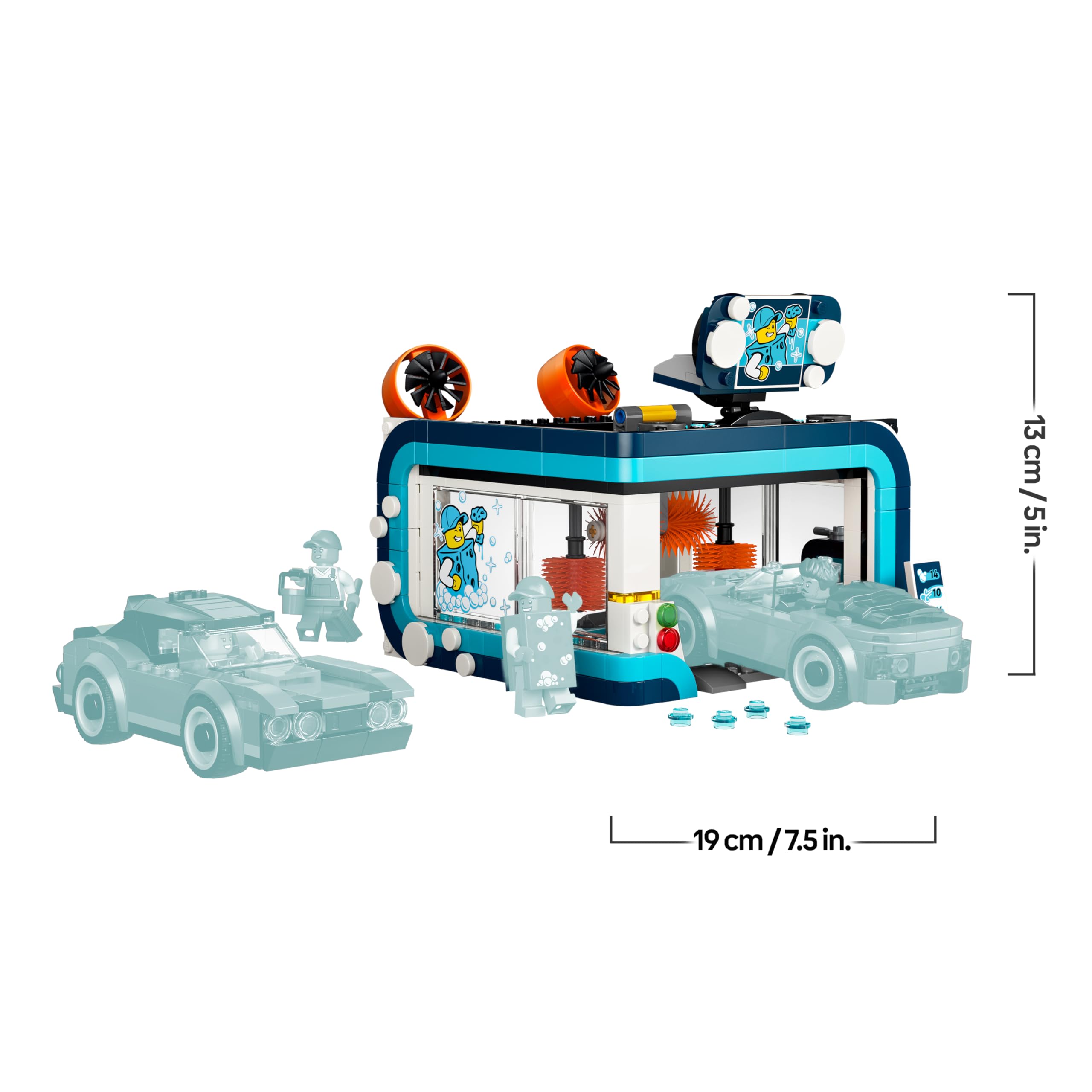 LEGO City Waschstraße Spielzeug - inkl. 2 Modellautos, Waschfunktion und 4 Minifiguren mit Zubehör - Geburtstagsgeschenk für Jungen ab 6 Jahren - 60497 7