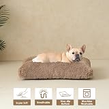 EHEYCIGA Fluffy Dog Crate Bed Medium 75x50x7.5cm Camel Anti-Slip view 4
