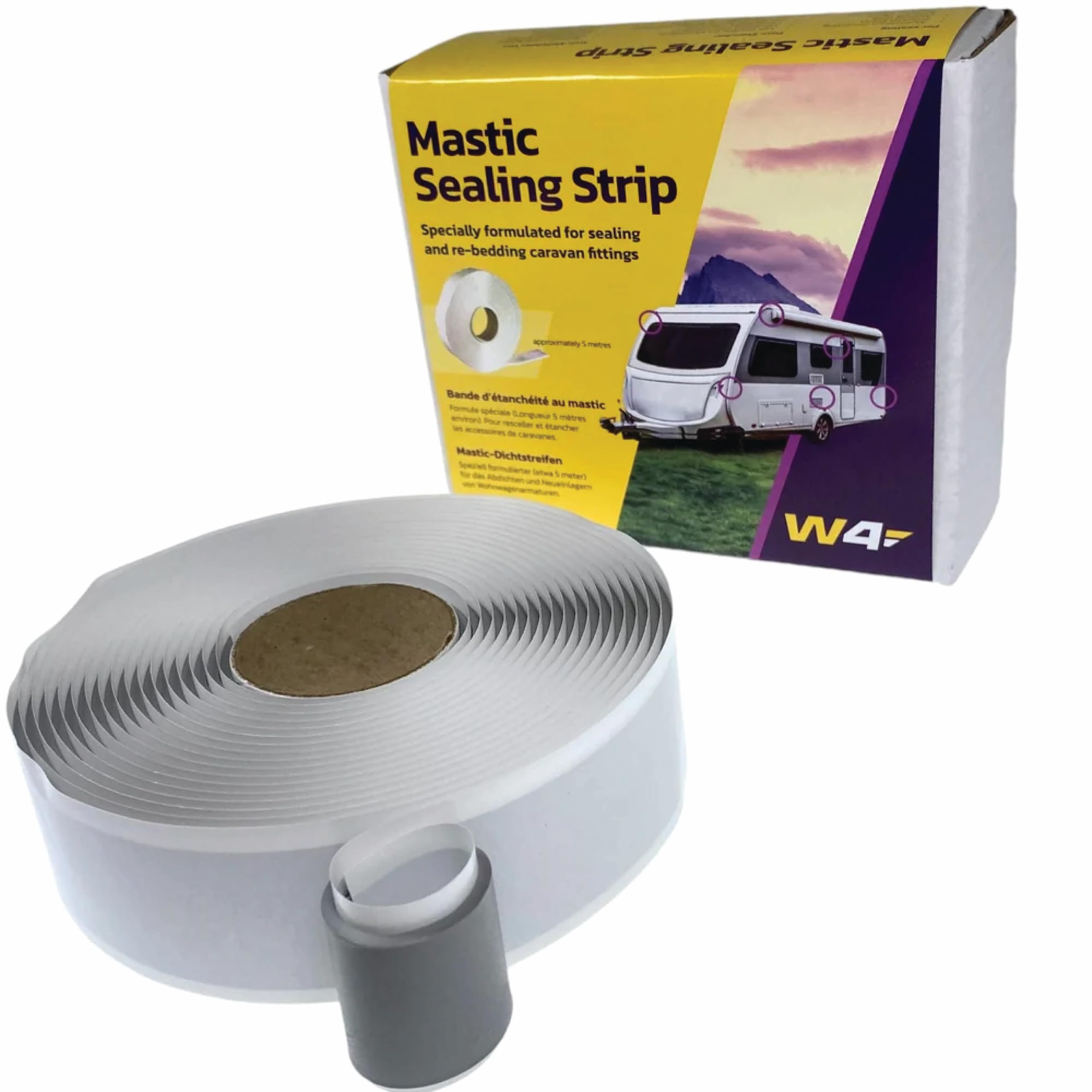 W4 Mastic Sealing Strip for Caravans & Motorhomesmm – Grey 32mm Weatherproof Sealant for Overlap Joints, Awning Rails, Roof-Lights, Window Surrounds & External Trims, Durable & Easy to Apply