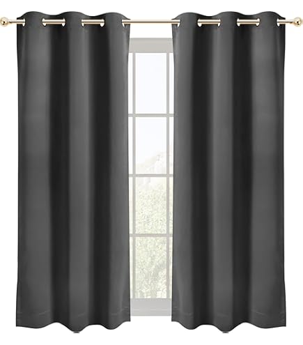 JSFLY Lot De 2 Rideaux Occultants Pour Chambre à Coucher, Isolation Thermique, Solides œillets, Rideaux Pour Fenêtre De Salon, 42 X 63 Cm, Noir