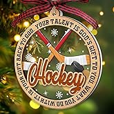 Hockey Ornament, Hockey Ornaments for Christmas Tree, 2 Layer Wood & Acrylic Christmas Ornament 2025, Hockey Lover Onament, Friendship Hockey Christmas Ornaments