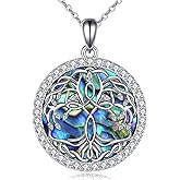POPLYKE Tree of Life Necklace Sterling Silver Abalone Shell Tree of Life Pendant Necklace Tree of Life Jewelry for Women