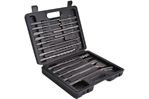 FF ERA Rotary Hammer SDS Plus Drill Bits & Chisels Set- 17Pcs Concrete Masonry SDS Plus Drill Bits with Portable Plastic Box- SDS Plus Shank Fits Rotary Hammer