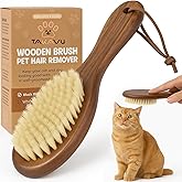 TAKAVU Soft Cat Brush, Natural Boar Bristle for Indoor Kittens | Grooming Brush for Long &amp; Short Hair Pets, Gentle on Sensitive Skin, Wooden Handle, Reduces Shedding