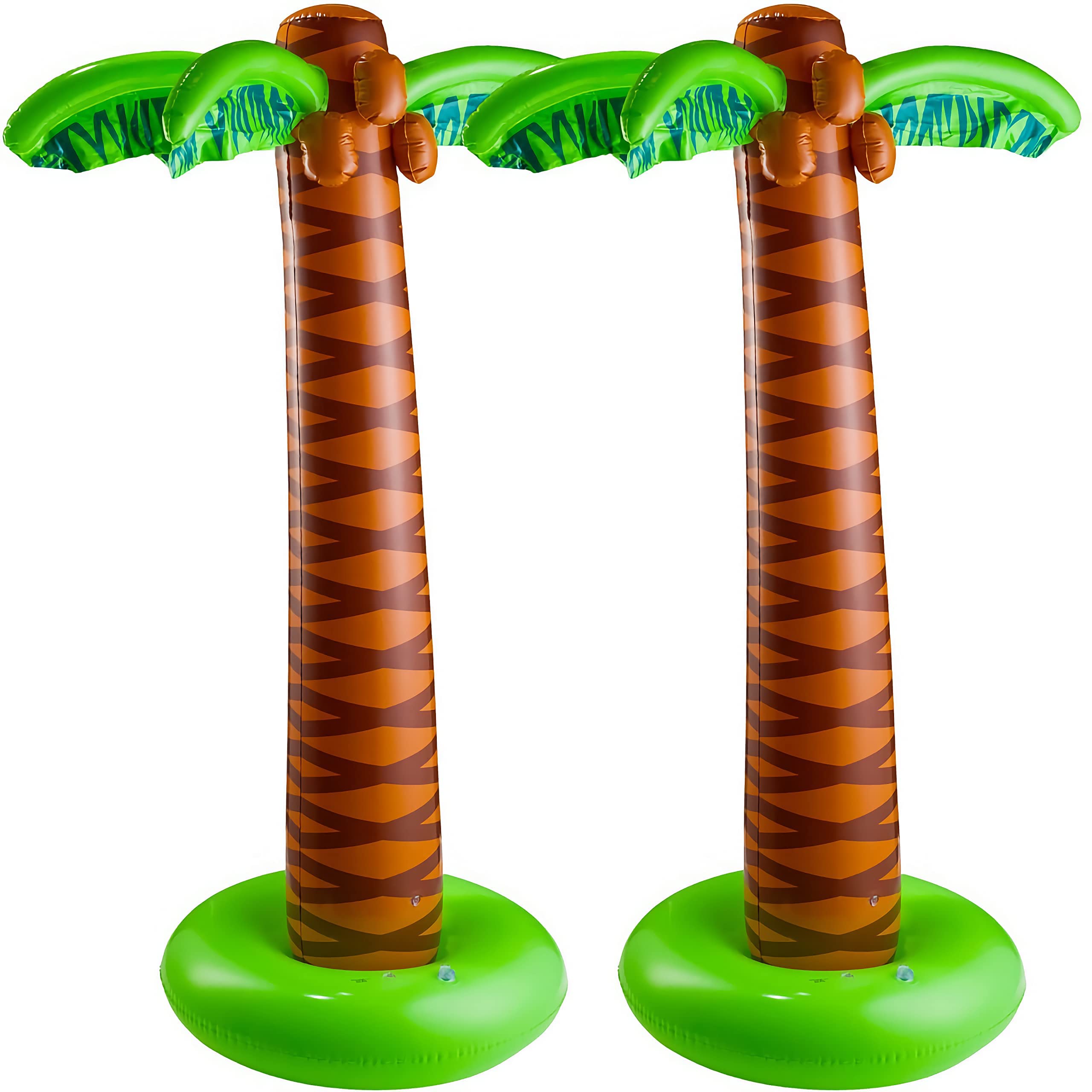 Photo 1 of Kicko Inflatable Palm Tree, Pack of 2-66-Inch Giant Tropical Inflatable Trees - Hawaiian Party Decorations, Beach Luau, or Pool Decor - Fun Palm Tree Props for Birthday Parties and Outdoor Events