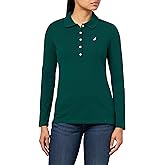 Nautica Womens Long Sleeve Solid Collared Polo Shirt