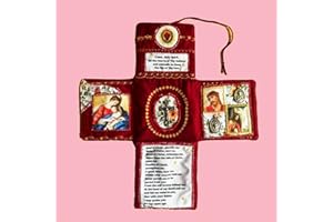 Handcrafted Pocket Devotional – Faith Edition,2025 New Vintage Symbolism Poems Quilt Squares with Silver Cross,Fold able Cros