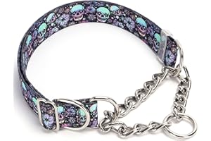 MAOWUWUJOZ Skull Chain Martingale Collar for Dogs, No Pull Slip Cinch Choker Choke Collar Training Escape Proof Heavy Duty Dog Collar for Extra Large Medium Large Pet Boy Male Dogs, M