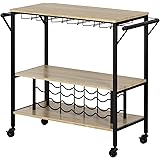 South Shore Munich Bar Cart with Wine Rack, White Oak Barrel