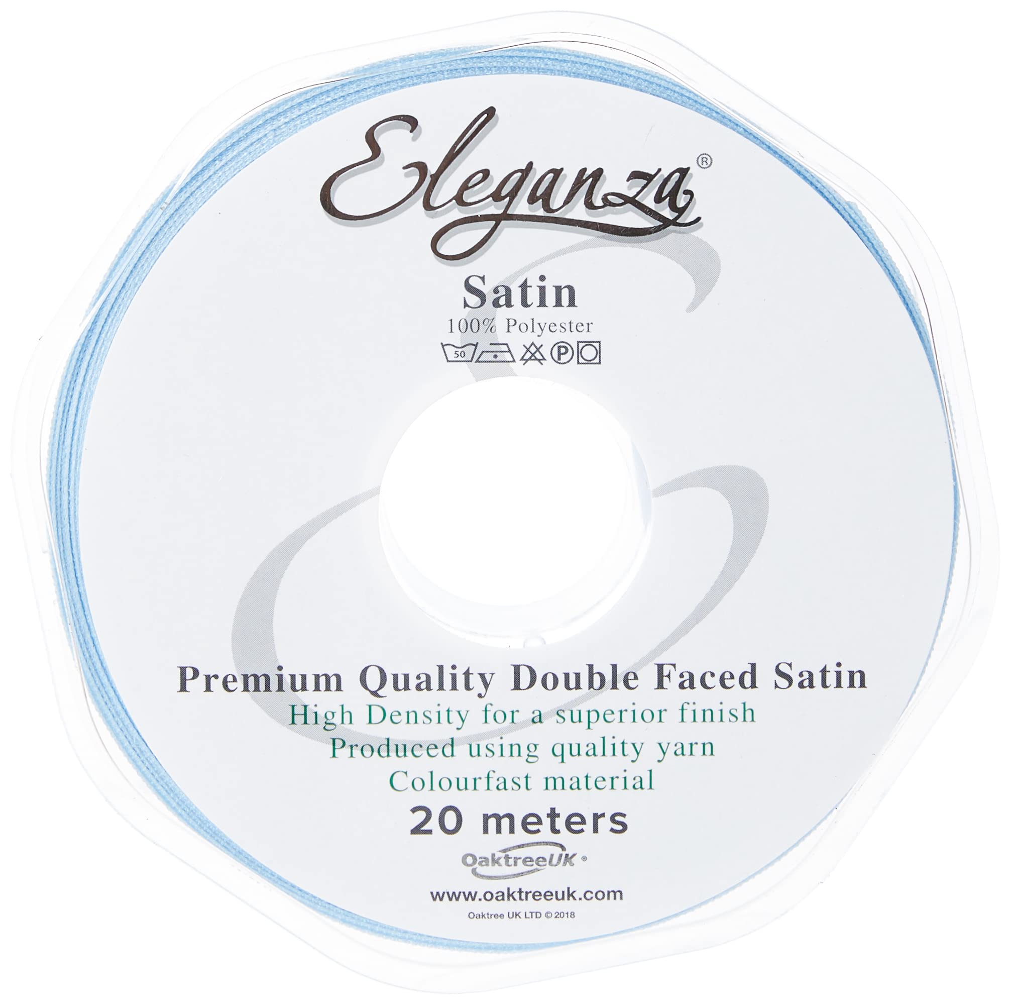 ELEGANZA Double Faced Satin 15mm x 20m Lt. Blue No.25, LT.Blue
