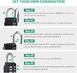 BeskooHome 4-Digit Outdoor Waterproof Padlock - Resettable Code Lock Black view 5