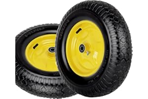 Taifa 16 Inch 2 PCS Rubber Pneumatic Replacement Tires and Wheels 4.80/4.00-8" with 5/8'' Axle Bore Hole, Inflated Air Wheel for Wheelbarrow/Wagon/Hand Truck/Trolley/Garden Cart/Trailers/Dolly etc.