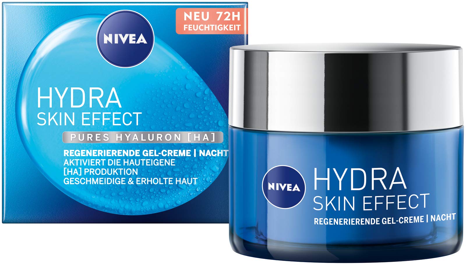 NIVEA Hydra Skin Effect Regenerating Gel Cream (50 ml), Night Cream for Smooth Skin Overnight, Light Night Cream with Pure Hyaluronic [HA] for 72 Hours Moisture