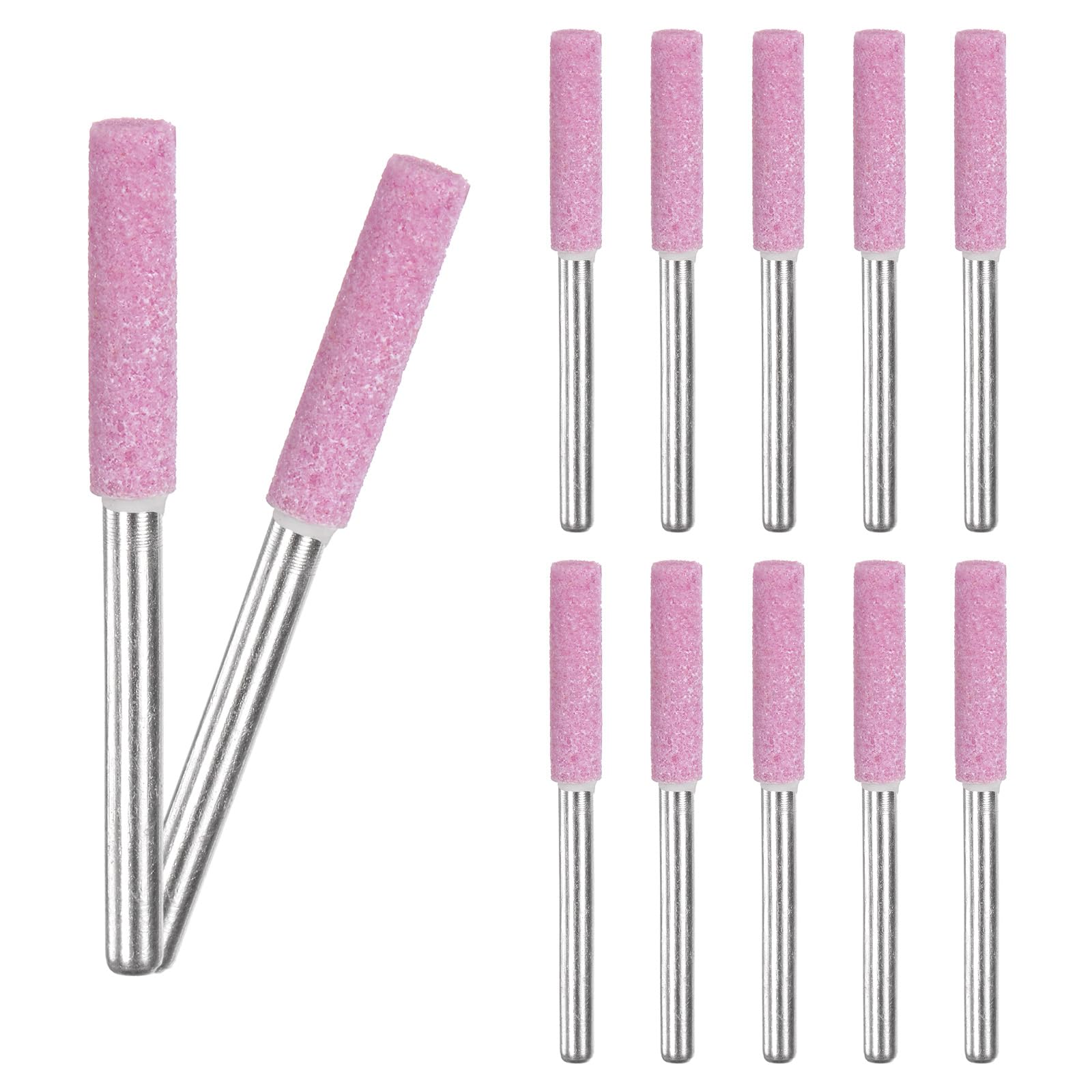 M METERXITY 12-Pack 5/32 Inch Titanium Plated Diamond Chainsaw Sharpener, High Hardness Grinding Stone Chainsaw Sharpening Kit for Electric Chainsaw Sharpener/Stone Carvings [3mm Pink]