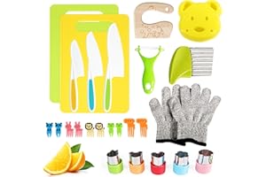 26 Pcs Kids Knife Set, Montessori Kitchen Tools for Toddlers' Real Cooking, Toddler Knife Set Includes Crinkle Cutters Kid Sa