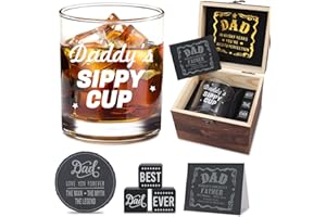 LEJIAJINW Dad Gifts for Men Fathers Day Daddy Birthday Best Dad Ever Cool Gifts for New Dad Father Papa First Time Dad Gifts for Husband from Wife - Daddy Sippy Cup Whiskey Glass Set
