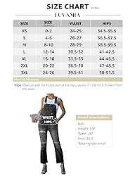 luvamia Women's Casual Distressed Adjustable Denim