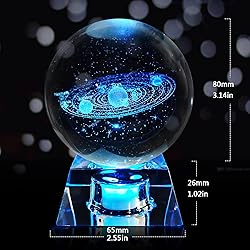 FIMAGO 3D Solar System Crystal Ball with LED Base